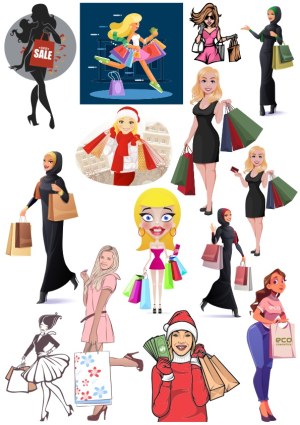 Diverse Vector Illustrations of Women with Shopping Bags Free Vector