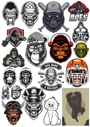 Collection of Gorilla and Ape Vector Mascots and Characters Free Vector
