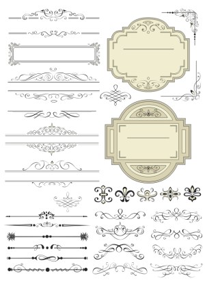 Collection of Vintage Decorative Borders, Flourishes and Ornate Frames Free Vector