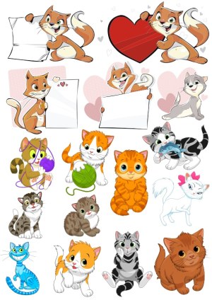 Cute Cartoon Cats and Kittens Set with Blank Signs and Playful Poses Free Vector