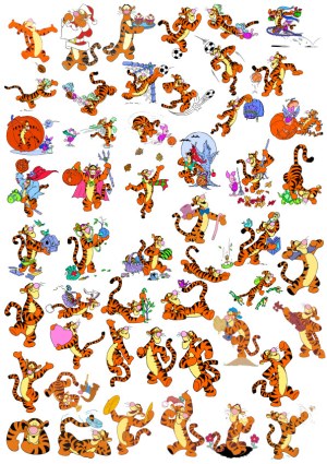 Collection of Tigger Character Vector Illustrations in Various Poses and Themes Free Vector