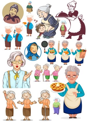 Senior Women Characters in Various Activities and Poses Vector Set Free Vector