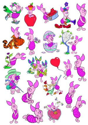 Cute Cartoon Piglet Character Collection in Various Scenes Free Vector