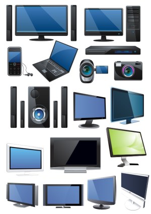 Vector Set of Electronic Devices and Modern Screens Free Vector