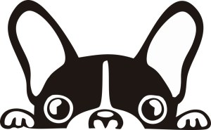 Black and White French Bulldog Peeking Vector Free Vector