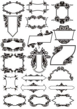 Vintage Ornamental Frame and Banner Vector Set Free Vector