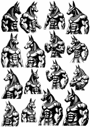 Muscular Anubis Warrior Vector Illustrations Free Vector