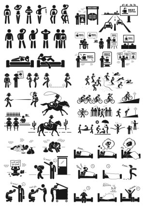 Various Human Activities and Situations Vector Icons Free Vector