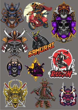Collection of Detailed Samurai and Ronin Vector Illustrations Free Vector