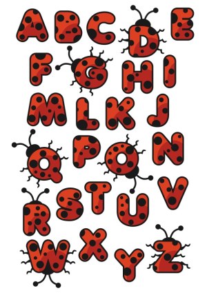 Ladybug Themed Alphabet Letters A to Z Free Vector