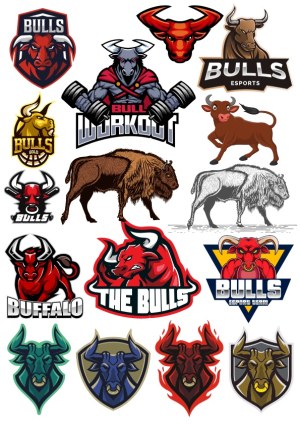Collection of Bull and Buffalo Mascot Logos and Illustrations Free Vector