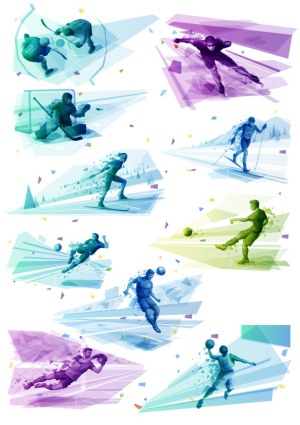 Abstract Vector Sports Illustrations of Various Athletes in Action Free Vector