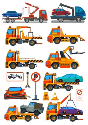 Set of Tow Trucks and Parking Enforcement Icons Vector Free Vector