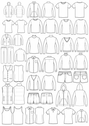 Outline Vector Templates of Various Clothing Styles Free Vector