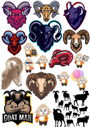 Ram and Goat Head Vector Illustrations and Cartoon Sheep Mascots Free Vector
