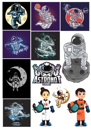 Collection of Astronaut and Space Vector Illustrations Free Vector