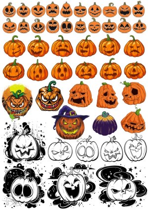 Halloween Pumpkin and Jack-o'-Lantern Vector Set Free Vector