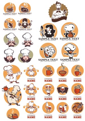 Collection of Chef and Food Service Vector Icons and Logos Free Vector