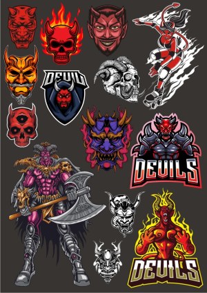 Devil and Demon Themed Vector Illustrations and Logos Free Vector