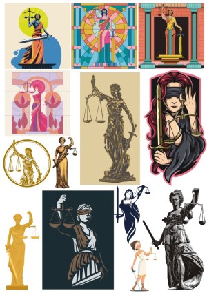 Lady Justice Vector Illustrations and Stained Glass Designs Free Vector