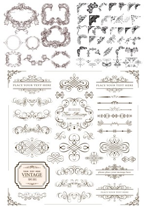 Vintage Floral Frames and Ornamental Borders Set Free Vector