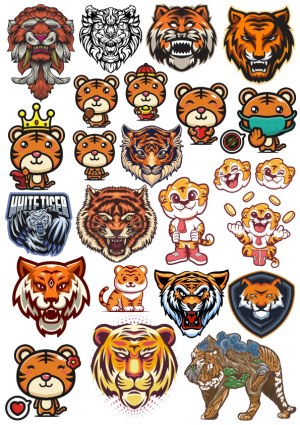 Diverse Tiger Illustrations Collection Free Vector