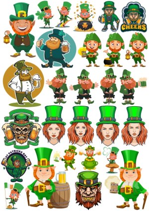 St. Patrick's Day Leprechauns and Themed Illustrations Vector Pack Free Vector