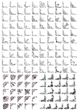 Decorative Floral and Ornamental Corner Vector Set Free Vector