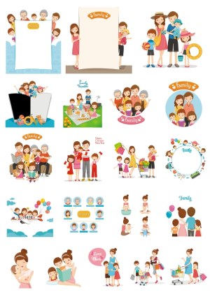 Collection of Family Life and Togetherness Vector Illustrations Free Vector