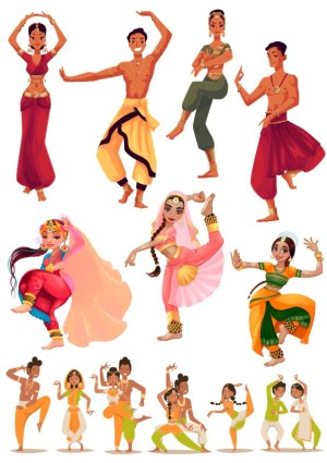Indian Classical Dance Characters Vector Set Free Vector