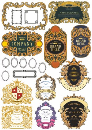 Vintage Ornate Frames and Labels Vector Set Free Vector