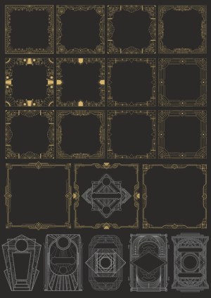 Art Deco Style Geometric Gold Line Frames and Decorative Borders Free Vector