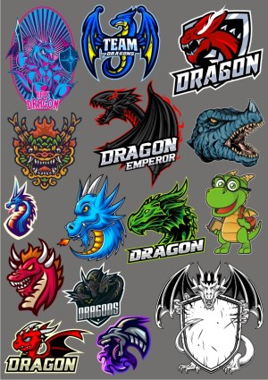 Collection of Colorful Dragon and Dragon-themed Vector Logos Free Vector