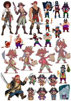 Collection of Diverse Pirate Characters Vector Illustrations Free Vector