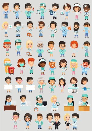 Diverse Medical Professionals and Healthcare Workers Vector Set Free Vector