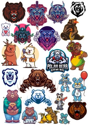Diverse Bear Character Vector Collection Free Vector
