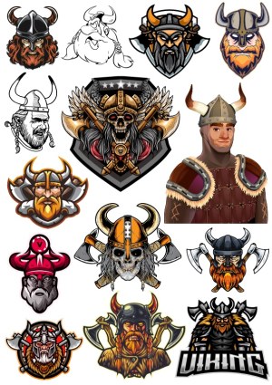 Viking Warriors and Helmets Vector Collection Free Vector