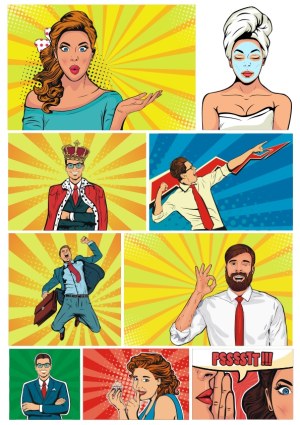 Pop Art Style Business and Beauty Characters Collection Free Vector