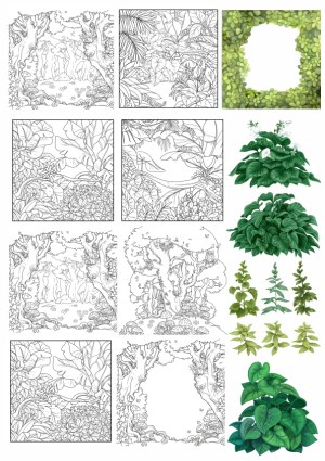 Hand-Drawn and Colored Jungle and Forest Plant Vector Collection Free Vector