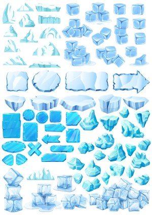 Variety of Blue Ice and Iceberg Vector Elements Free Vector