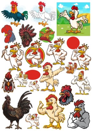 Collection of Cartoon Rooster and Chicken Characters Free Vector
