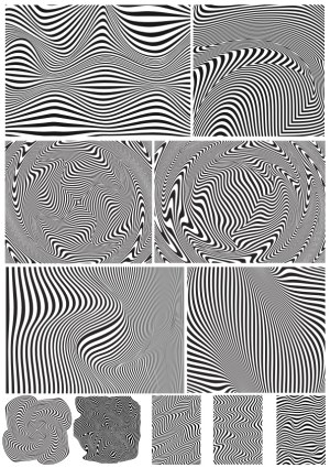 Black and White Abstract Optical Illusion Line Patterns Set Free Vector