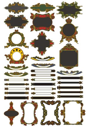Decorative Vintage Frames and Ornate Banner Elements Set Free Vector