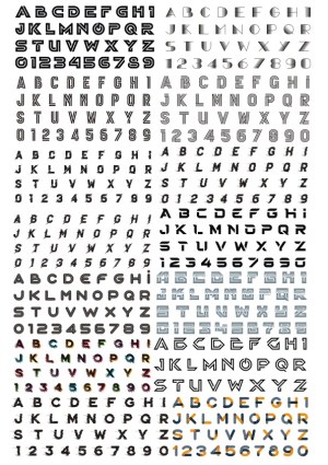 Various Modern and Decorative Vector Alphabet and Number Fonts Free Vector