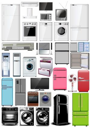 Collection of Household Appliances and Electronics Vector Illustrations Free Vector