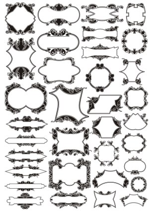 Set of Vintage Ornate Black Frames and Borders Free Vector