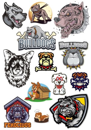 Collection of Bulldog and Dog Mascot Vector Illustrations Free Vector