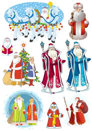 Collection of Traditional and Modern Santa Claus and Winter Characters Free Vector