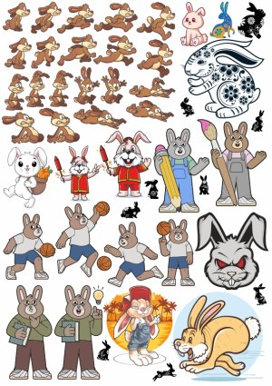 Assorted Cartoon Rabbit Characters and Poses Vector Set Free Vector