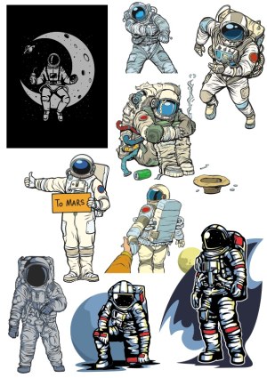 Collection of Detailed Astronaut Vector Illustrations Free Vector